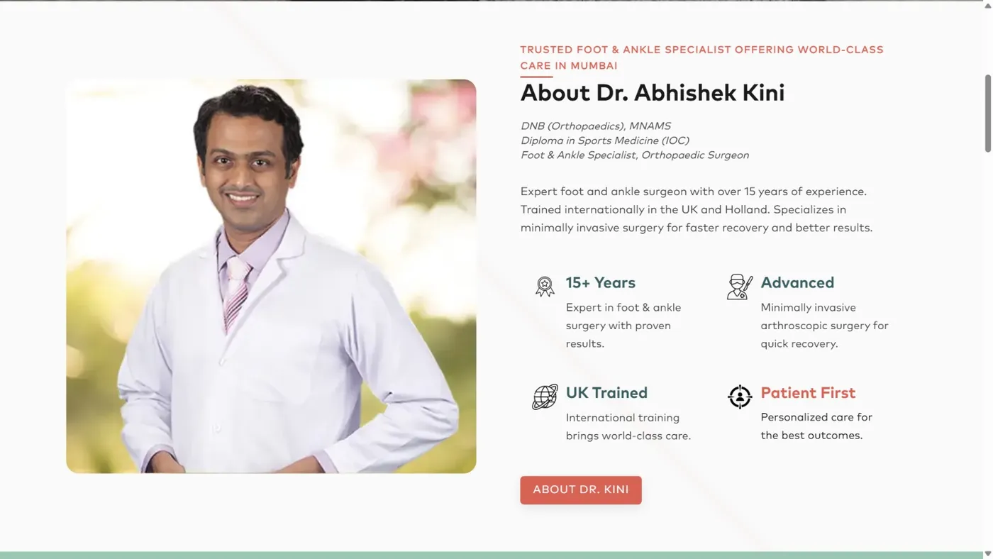 The Foot Ark Clinic site for a Mumbai foot and ankle specialist